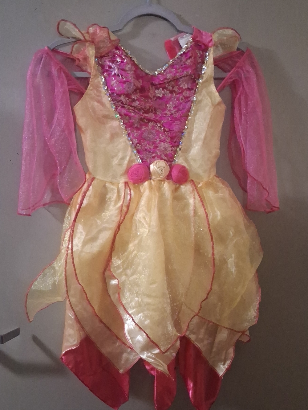 Girls Pink and Yellow Fairy Princess Costume